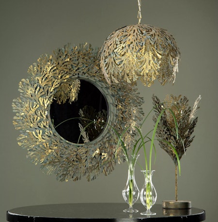 Bordslampa Blad Patina Guld