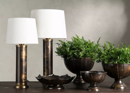 Lampfot Pelare Antik Mässing/ Brun