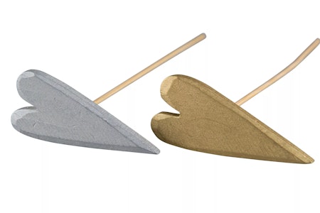Trähjärta Stick Guld&Silver