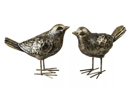 Fågel Stående Brun/Guld Poly