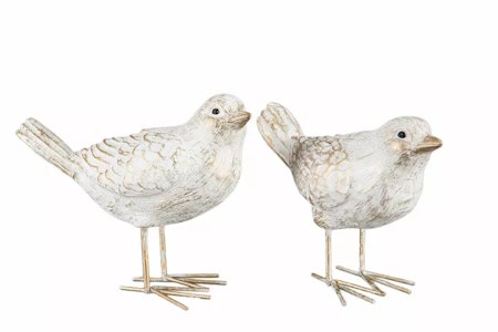 Fågel Stående Vit/Guld Poly