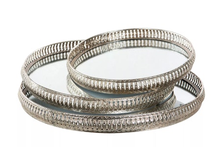 Bricka Spegel Rund Silver