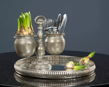 Bricka Spegel Rund Silver