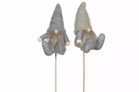 Tomte Sittande Stick Grå/Beige Mix