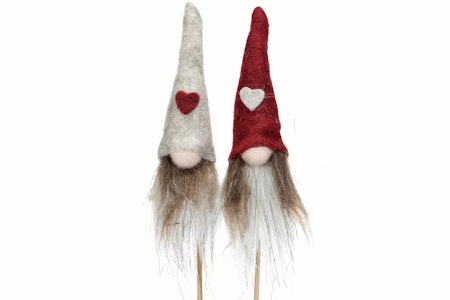 Tomte Duo Hjärta/Stick Vinröd/Creme Mix