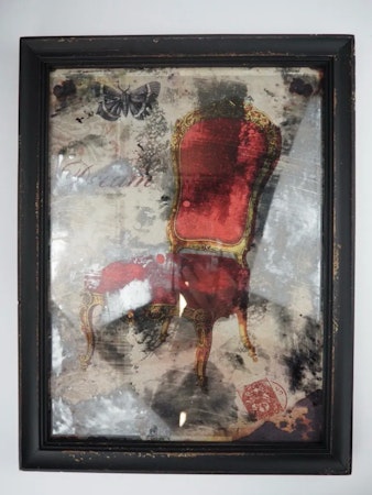 Chair Red Glass Wall Plaque