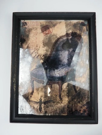 Chair Blue Glass Wall Plaque