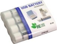 USB Batteri AA, Uppladdningsbart, 4-pack