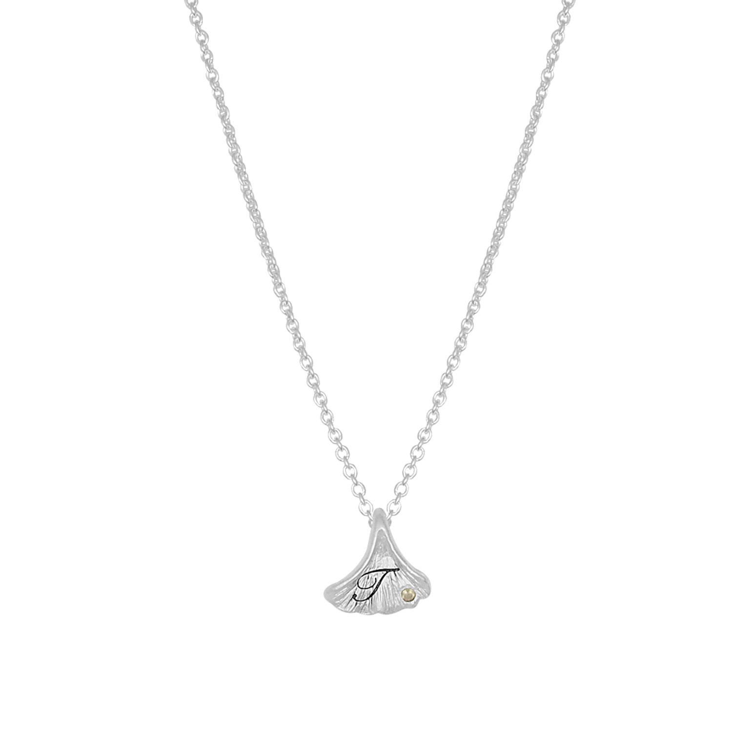 Ginkgo Lovetags Necklace Silver - Letter T