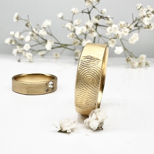 Misty Forest "Print" Mens Ring - 18K Naturligt Vitguld