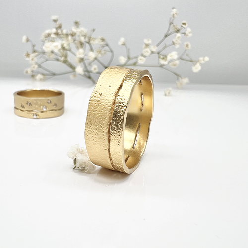 Misty Forest "Earth" Mens Ring - 18K Naturligt Vitguld
