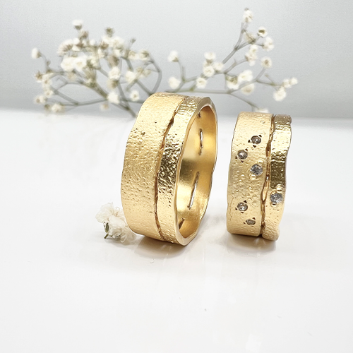 Misty Forest "Earth" Mens Ring - 18K Naturligt Vitguld