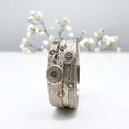 Misty Forest "Lightning" Ring - 18K Vitguld med Rhodium