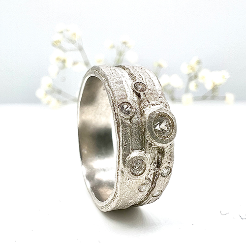 Misty Forest "Lightning" Ring - 18K Vitguld med Rhodium
