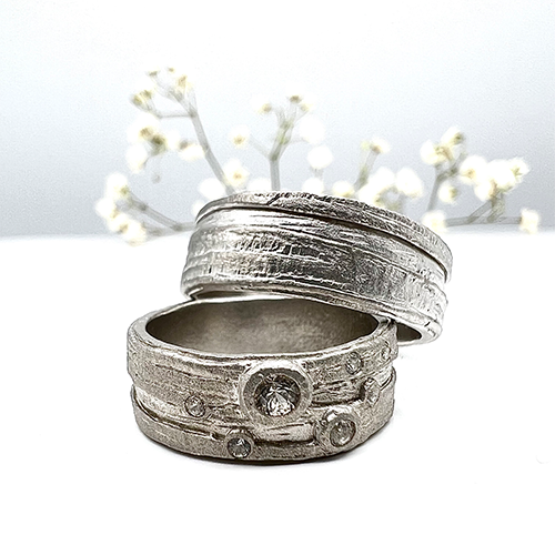 Misty Forest "Lightning" Ring - 18K Vitguld med Rhodium