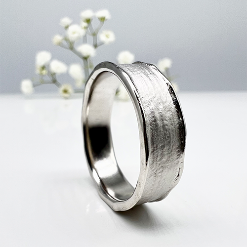 Misty Forest "Sky" Mens Ring - 18K Vitguld med Rhodium