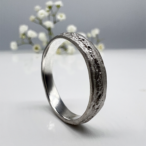 Misty Forest "Sea" Mens Ring - 18K Vitguld med Rhodium