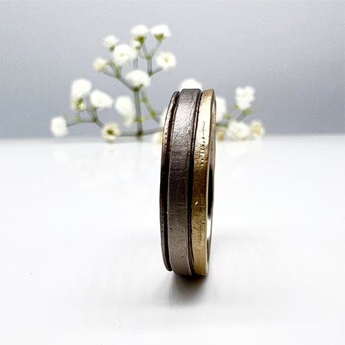 Misty Forest "Creek" Mens Ring - 18K Vitguld med Rhodium