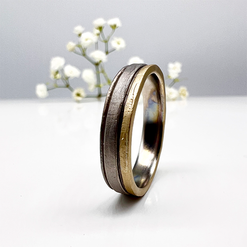 Misty Forest "Creek" Mens Ring - 18K Vitguld med Rhodium
