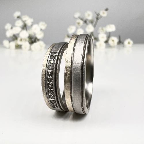 Misty Forest "Creek" Mens Ring - 18K Vitguld med Rhodium