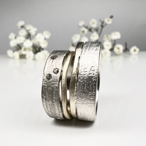 Misty Forest "Tree" Mens Ring - 18K Vitguld med Rhodium