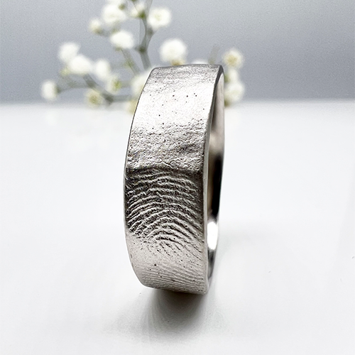 Misty Forest "Print" Mens Ring - Silver