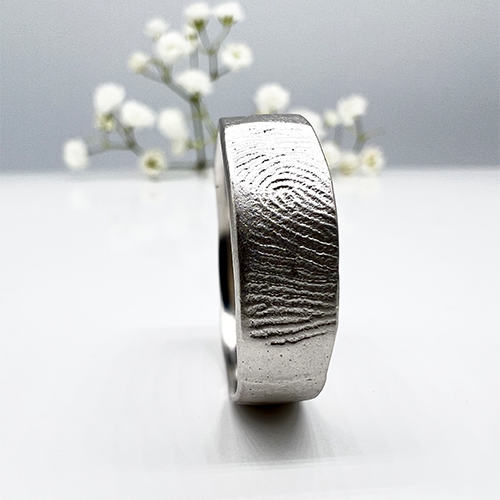 Misty Forest "Print" Mens Ring - Silver