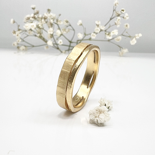 Misty Forest "River" Mens Ring - Förgyllt med 14K Guld