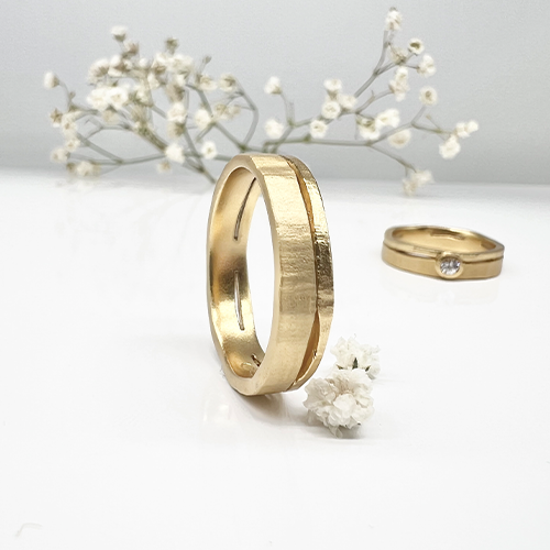 Misty Forest "River" Mens Ring - Förgyllt med 14K Guld
