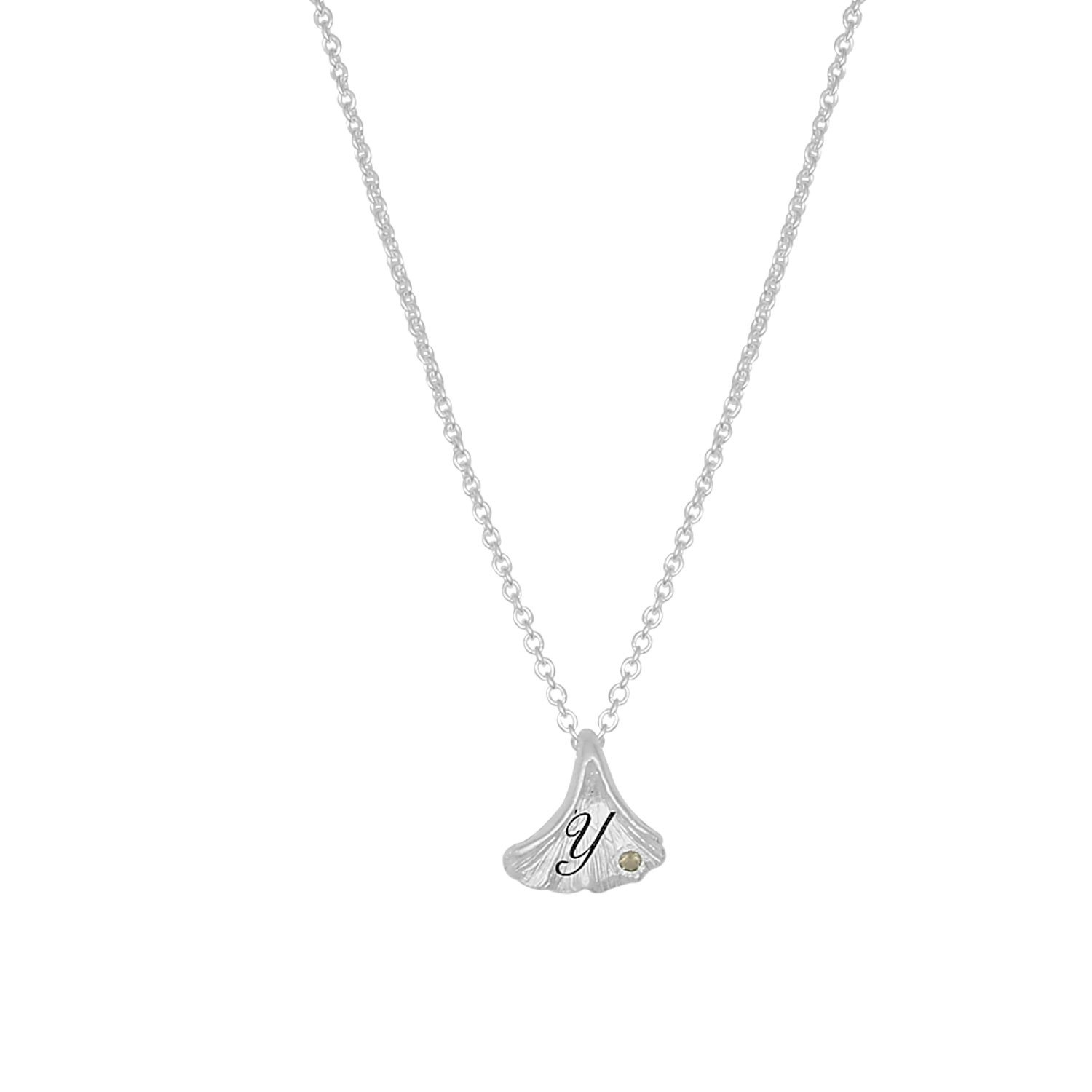 Ginkgo Lovetags Halskette Silber - Buchstabe Y