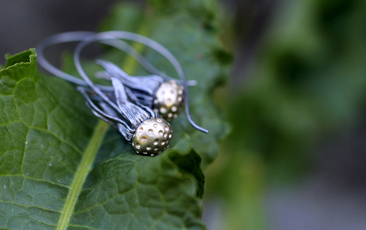 Dandelion Earrings, bronze