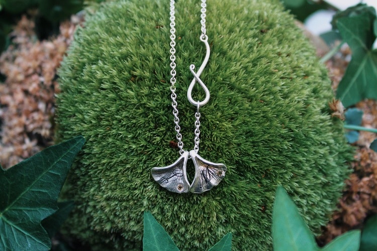 Ginkgo Lovetags Necklace, silver