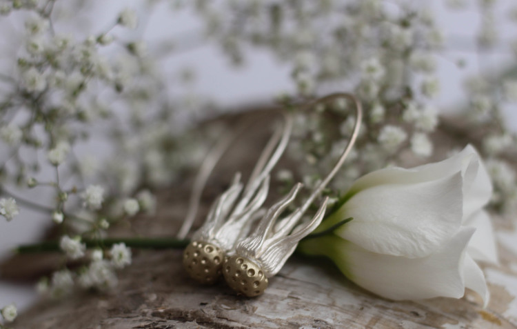 Dandelion Earrings, silver