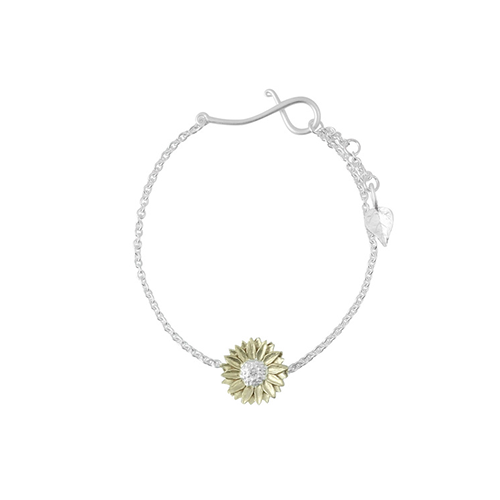 Sunrich Lime Sunflower Bracelet - Silver