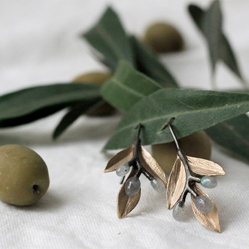 Patmos Olive Earrings - Bronze