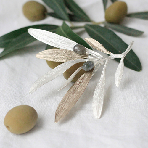 Kreta Olive Brosch Hairpin - Silver