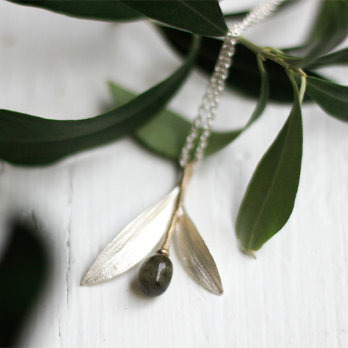 Necklace Rhodes Olive - Silver