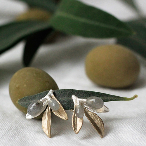 Skiathos Olive Earrings - Silver