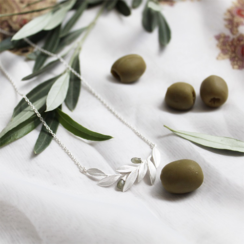 Olive Twig Necklace, silver