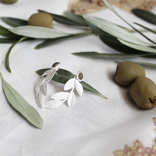 Wild Olive Earrings, silver