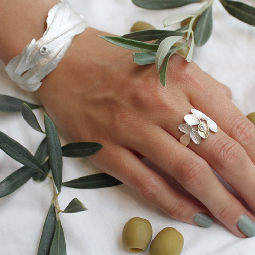 Thassos Olive Ring - Silver
