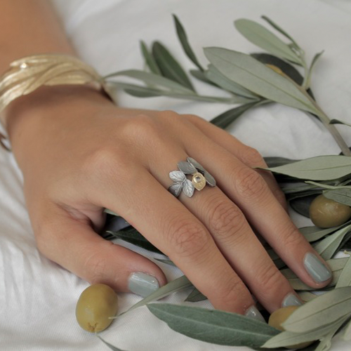 Thassos Olive Ring - Brons/Guld