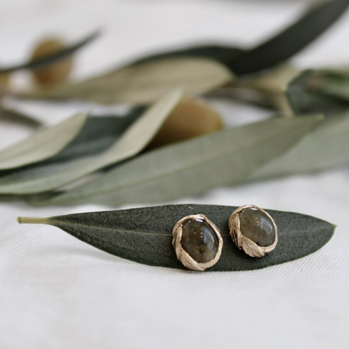 Mykonos Olive Earrings- Bronze