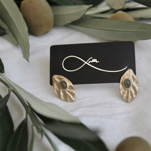 Samos Olive Earrings - Bronze