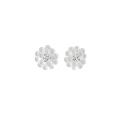 Strawberry Dahlia Earrings, Silver