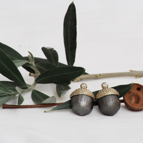 Fruit Of The Oak Earrings, bronze