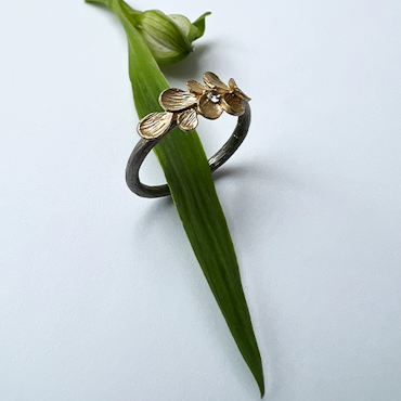 Plum Dahlia Ring, Bronze