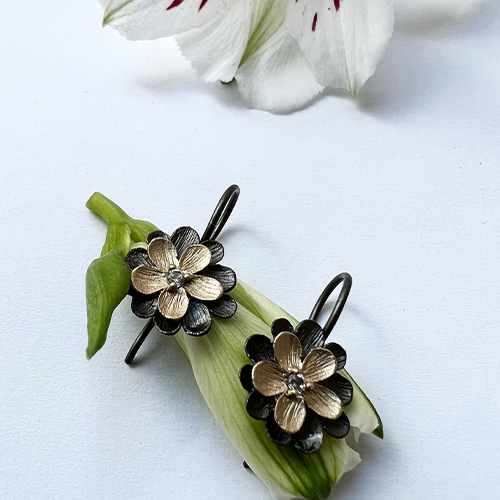 Flamboyant Dahlia Earrings - Bronze