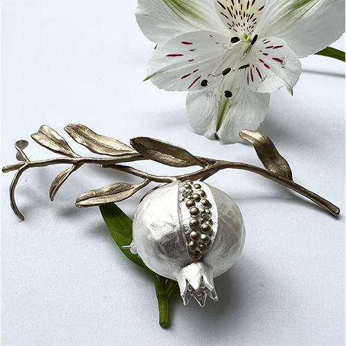 Pomegranate Tree Brooch, silver