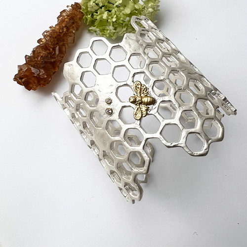 Honey Comb Armband - Silver